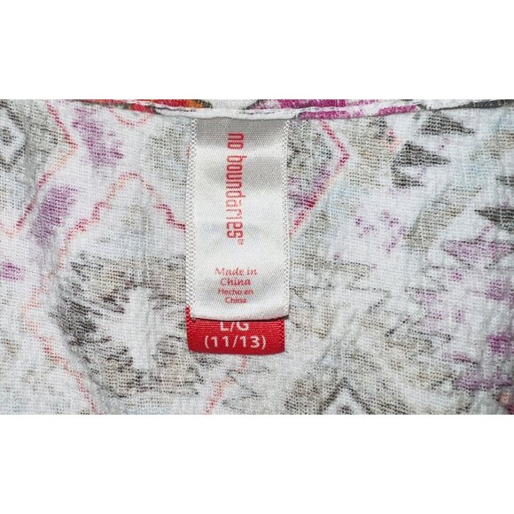 No Boundaries Misses Geometric Print Blouse With Crochet Detail L (11/13) - Picture 3 of 3